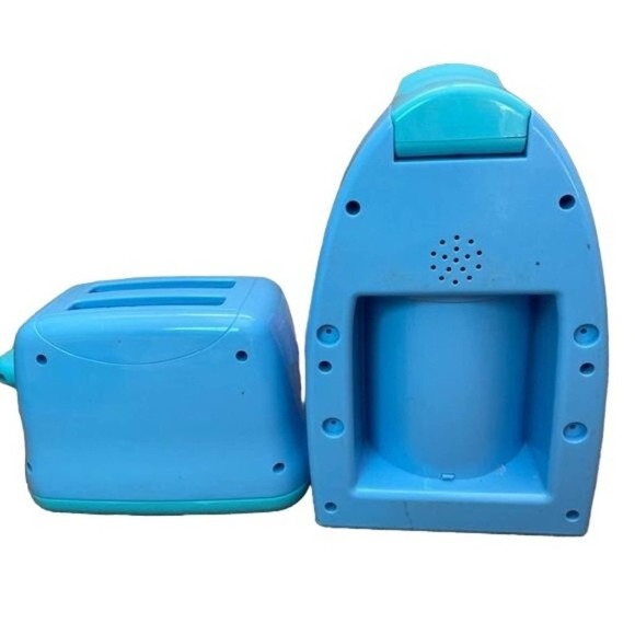 Play at Home Coffee Maker Toaster Blue Plastic Set Frother Cup Kitchen Toy - Picture 4 of 12
